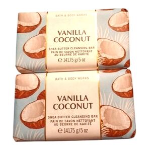 NEW X2 Bath & Body Works Vanilla Coconut Shea Butter Cleansing Bar X2...5oz Each